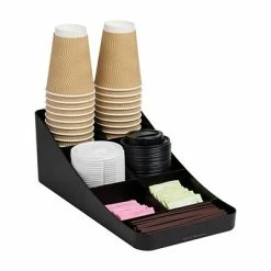 New 🤩 Organizers & Dispensers Mind Reader Trove 7 Compartment Coffee Condiment Organizer, Black (COMP7-BLK) ✔️