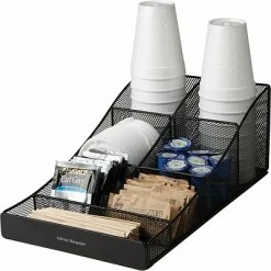 New 😍 Organizers & Dispensers Mind Reader ' Trove' 7 Compartment Tea/Coffee Condiment Organizer, Black Metal Mesh (COMP7MESH-BLK) 🌟
