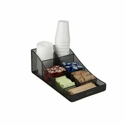 New 😍 Organizers & Dispensers Mind Reader ' Trove' 7 Compartment Tea/Coffee Condiment Organizer, Black Metal Mesh (COMP7MESH-BLK) 🌟 -Coffee Sales Store unnamed file 1293