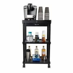 Coupon 🌟 Organizers & Dispensers Mind Reader 'Valet' 3 Tier Rolling Coffee Cart, Organizer Included, Black (CARTCOFF-BLK) ✨