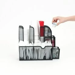 Discount 🧨 Organizers & Dispensers Mind Reader Metal Mesh Coffee Condiment Organizer, Black (MESHCAD-BLK) ✔️ -Coffee Sales Store unnamed file 1324