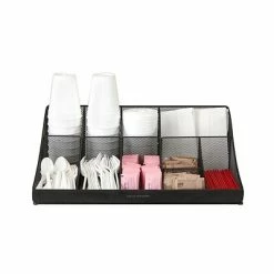 Best Pirce 😉 Organizers & Dispensers Mind Reader 'Pioneer' 11 Compartment Breakroom Coffee Condiment Organizer, Black Mesh (COMORGMESH-BLK) 🛒