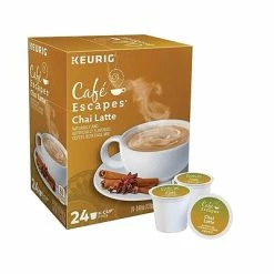Cheapest 🛒 Cafe Escapes K-Cups Café Escapes Chai Latte Tea, Keurig® K-Cup® Pods, 24/Box (6805) 🌟