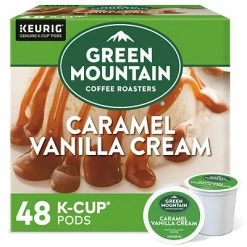 Discount 😀 K-Cups Green Mountain Caramel Vanilla Cream Coffee, Keurig® K-Cup® Pods, Light Roast, 48/Box (350072) 🛒