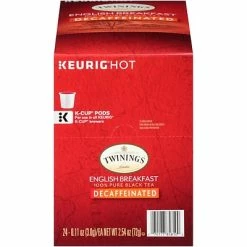 Coupon ✨ K-Cups Twinings Of London English Breakfast Decaf Tea, Keurig K-Cup Pods, 24/Box (F08757) 🥰