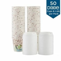 Discount 😀 Paper Cups Dixie PerfecTouch WiseSize Paper Cup & Lid Combo, 10 Oz., White, 50/Pack (5310COMBO600) ✨ -Coffee Sales Store unnamed file 2233
