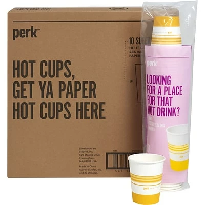 Buy 👍 Paper Cups Perk™ Paper Hot Cup, 8 Oz., White/Yellow, 500/Carton (PK45592CT) 🎉 1 Buy 👍 Paper Cups Perk™ Paper Hot Cup, 8 Oz., White/Yellow, 500/Carton (PK45592CT) 🎉