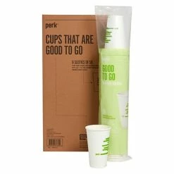 Best Sale ✨ Sustainable Cups Perk™ Compostable Paper Hot Cup, 16 Oz., White/Green, 300/Carton (PK56221) ✔️