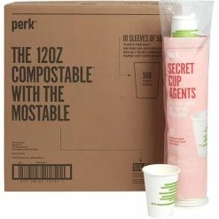 New ⭐ Sustainable Cups Perk™ Compostable Paper Hot Cup, 12 Oz., White/Green, 500/Carton (PK56222CT) 🤩