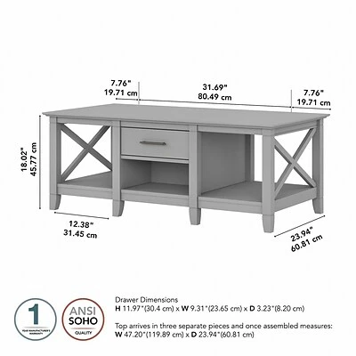 Promo โจ Accent & Coffee Tables Bush Furniture Key West 47" X 24" Coffee Table, Cape Cod Gray (KWT148CG-03) ๐ 4 Promo โจ Accent & Coffee Tables Bush Furniture Key West 47" X 24" Coffee Table, Cape Cod Gray (KWT148CG-03) ๐ - Image 4