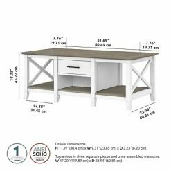 Discount ✨ Accent & Coffee Tables Bush Furniture Key West 47.2" X 23.94" Coffee Table, Shiplap Gray/Pure White (KWT148G2W-03) 😍 -Coffee Sales Store unnamed file 2472
