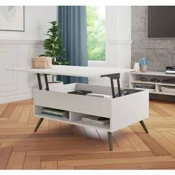 Coupon ⌛ Accent & Coffee Tables Bestar Small Space Krom 37" Lift-Top Storage Coffee Table In White (17160-1117) 😍