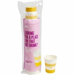 Best Sale 🛒 Paper Cups Perk™ Paper Hot Cup, 8 Oz., White/Yellow, 50/Pack (PK45592) 🧨