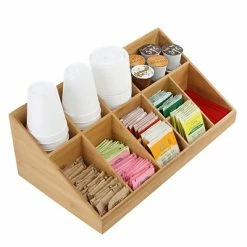Flash Sale 🎁 Organizers & Dispensers Mind Reader 11 Compartment Coffee Condiment Organizer, Brown Bamboo (COMORGBM-BRN) 👏