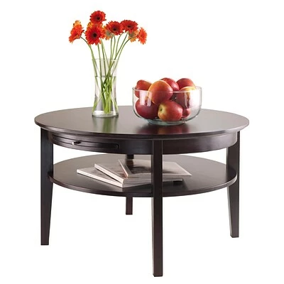 Outlet 👏 Coffee & Cocktail Tables Winsome® 18" Wood Amelia Round Coffee Table With Pull Out Tray, Dark Espresso ⌛ 2 Outlet 👏 Coffee & Cocktail Tables Winsome® 18" Wood Amelia Round Coffee Table With Pull Out Tray, Dark Espresso ⌛ - Image 2