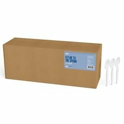 Outlet 🤩 Disposable Cutlery Perk™ Polystyrene Spoon, Medium-Weight, White, 1000/Pack (PK56396) 😀