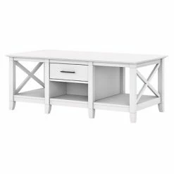 Top 10 👏 Accent & Coffee Tables Bush Furniture Key West 47" X 24" Coffee Table With Storage, Pure White Oak (KWT148WT-03) ✨