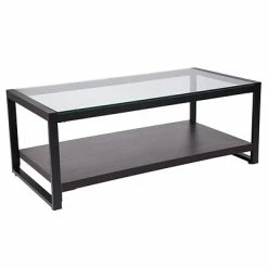 Coupon 🎉 Coffee & Cocktail Tables Flash Furniture Rosedale Coffee Table, Clear/Black (NANJH1735) ⭐