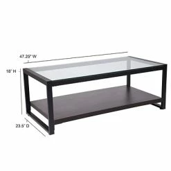 Coupon 🎉 Coffee & Cocktail Tables Flash Furniture Rosedale Coffee Table, Clear/Black (NANJH1735) ⭐ -Coffee Sales Store unnamed file 2615