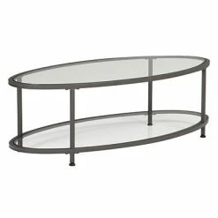 Best Sale ✔️ Accent & Coffee Tables Studio Designs Home 48" Camber Oval Coffee Table Pewter (71014) 🛒