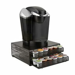 Brand new 💯 Organizers & Dispensers Mind Reader 72 Capacity Double K-Cup Storage Tray With Flower Pattern Metal Mesh, Black (DBMTRAY-BLK) 😍