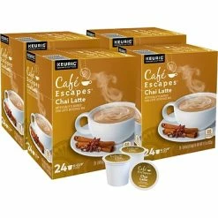 Outlet 🎁 K-Cups Cafe Escapes Chai Latte, Keurig® K-Cup® Pods, Light Roast, 96/Carton (10099555068051) 🤩