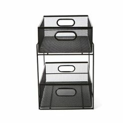 Budget 🎉 Coffee Organizers & Dispensers Mind Reader 2 Tier Metal Mesh Storage Baskets Organizer, Home, Office, Kitchen, Bathroom, Black (CABASK2T-BLK) 😉