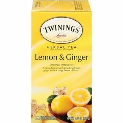 Wholesale 👍 Hot Tea Twinings® Lemon & Ginger Herbal Tea Bags, 25/Box ✨