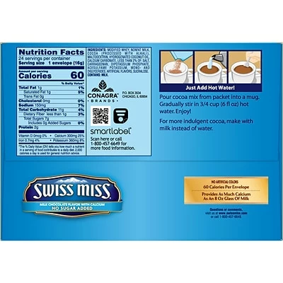 Deals ๐ Hot Cocoa Swiss Miss No Sugar Added Cocoa, 0.55 Oz., 24/Box (HUN55584) ๐ฅ 5 Deals ๐ Hot Cocoa Swiss Miss No Sugar Added Cocoa, 0.55 Oz., 24/Box (HUN55584) ๐ฅ - Image 5