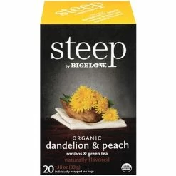 Promo 🎁 Hot Tea Bigelow Steep Dandelion & Peach Green & Rooibos Tea Bags, 20/Box (17715) 👍