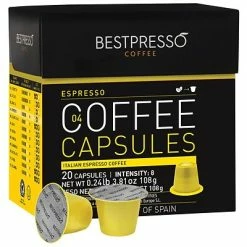 Best deal 🌟 Single Serve Cups & Pods Bestpresso® Compatible Nespresso® Pods, Espresso Blend, Light Intensity, 20 Capsules Per Box (BST10416) 🔔