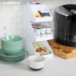 Flash Sale 🥰 Organizers & Dispensers Mind Reader 'Fancy' Acrylic 3 Tier Condiment Organizer, White (3TCORG-WHT) ⭐ -Coffee Sales Store unnamed file 3216