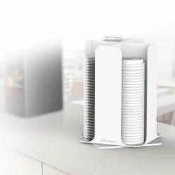 Best Sale 💯 Organizers & Dispensers Mind Reader 'Totem' Cup And Lid Holder Carousel, White (CDISP-WHT) ✨ -Coffee Sales Store unnamed file 3236