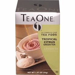 Promo 🎁 TeaOne Single Serve Tea Pods, Citrus Green Tea, 1.97 Oz., 14/Box (JTC20706) 😍