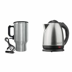Flash Sale 👍 Carafes, Kettles & Decanters BRENTWOOD APPLIANCES 1.5-Liter Stainless Steel Cordless Electric Kettle With Heated Travel Mug & Adapter, Silver (843631151754) 👏