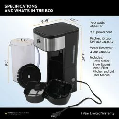 New ✔️ Drink Makers VETTA 10-Cup Iced Tea Maker With Adjustable Strength Selector For Tea And Iced Coffee, Black (VTM-101) 😀 -Coffee Sales Store unnamed file 3404
