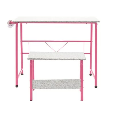 New โญ Accent & Coffee Tables Studio Designs 35.5"W Project Center Corner Table, Pink Frame And Spatter Gray Top (55125) ๐ 2 New โญ Accent & Coffee Tables Studio Designs 35.5"W Project Center Corner Table, Pink Frame And Spatter Gray Top (55125) ๐ - Image 2