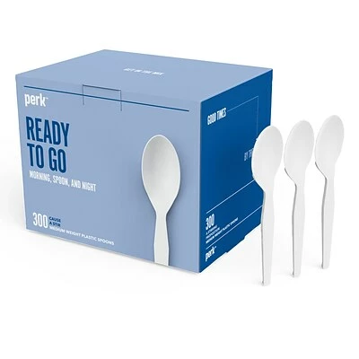 Outlet 🧨 Disposable Cutlery Perk™ Polystyrene Spoon, Medium-Weight, White, 300/Pack (PK56400) 👍 1 Outlet 🧨 Disposable Cutlery Perk™ Polystyrene Spoon, Medium-Weight, White, 300/Pack (PK56400) 👍