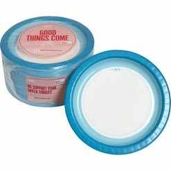 New 🥰 Perk™ Heavy-Weight Paper Plates, 10", Blue/White, 125/Pack (PK54330) 💯