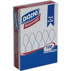 Cheapest 🤩 Disposable Cutlery Dixie Plastic Teaspoon 6”, Heavy-Weight, White, 100/Box (TH207) 💯