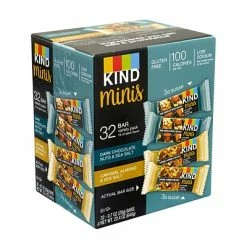 Hot Sale 😉 Snack Bars KIND Minis Dark Chocolate Nuts & Sea Salt And Caramel Almond & Sea Salt Variety, 0.7 Oz, 32 Count (220-00799) ⭐