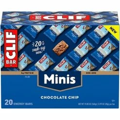 Discount 🎉 Snack Bars Clif Mini Energy Bars, Chocolate Chip, 1.0 Oz., 20/Box (CCC37654) 😉