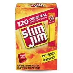 New 🛒 Meat And Jerky SLIM JIM Snack-Sized Smoked Meat Sticks Original, 0.28 Oz, 120 Count (220-00065) 🔔