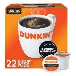 Cheapest 🎁 Dunkin' K-Cups Dunkin Donuts Midnight Coffee, Keurig K-Cup Pods, Dark Roast, 22/Box (400849) 🎉