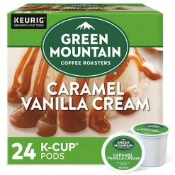 Deals 😍 K-Cups Green Mountain Caramel Vanilla Cream Coffee, Keurig® K-Cup® Pods, Light Roast, 24/Box (6700) ⌛