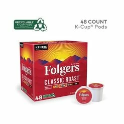 Discount 😀 K-Cups Folgers Classic Roast Coffee, Keurig K-Cup Pod, Medium Roast, 48/Box (5000363378) 🔔 -Coffee Sales Store unnamed file 576