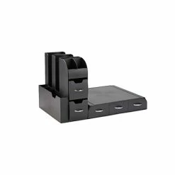 Discount 🎉 Organizers & Dispensers Mind Reader Combine ABS Plastic Coffee Station, Black (CMB02-BLK) 🧨