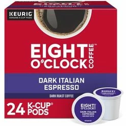 Promo 😉 K-Cups Eight O'Clock Dark Italian Espresso, Keurig® K-Cup® Pods, Dark Roast, 24/Box (6408) ❤️