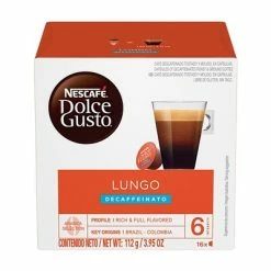Top 10 🧨 Nestle Single Serve Cups & Pods NESCAFE Dolce Gusto Lungo Decaffeinato Coffee, Decaf Coffee, 16 Pods/Box (NES27329) 🎁