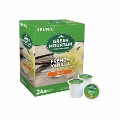 Deals 🔔 K-Cups Green Mountain French Vanilla Decaf Coffee, Keurig® K-Cup® Pods, Light Roast, 24/Box (7732) ❤️